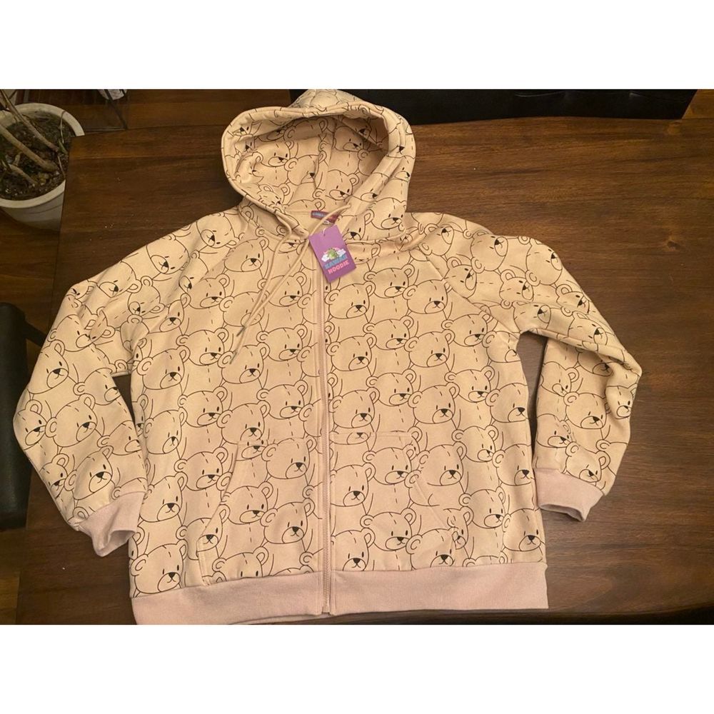 Brown bear kawaii oversized XL ZIP up hoodie cozy